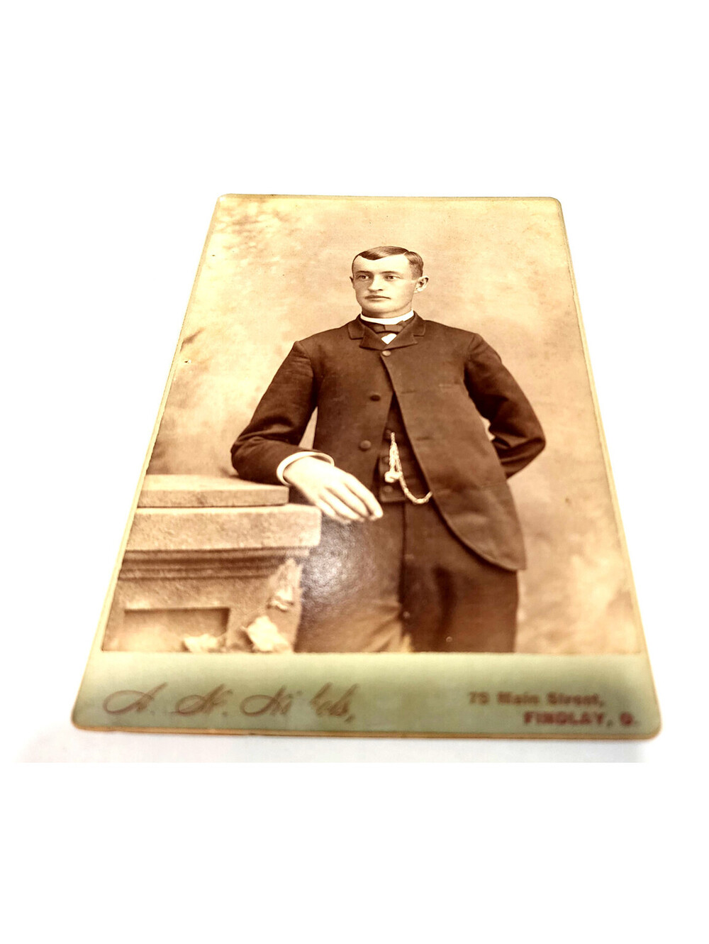 Antique 1880s Photo Benjamin Franklin Hoy Watch Fob Nichols Findlay Ohio Named